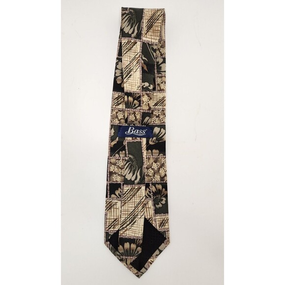 Bass Neck Tie Multicolor Floral 100% Silk Made In USA - Picture 2 of 4